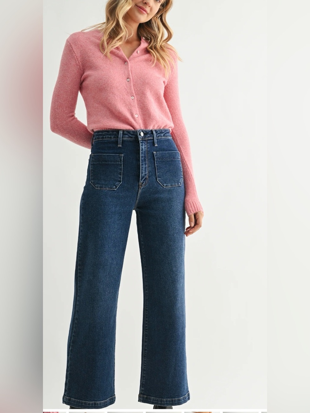 Just Black High-Rise Wide Leg Jeans in Dark Blue Wash